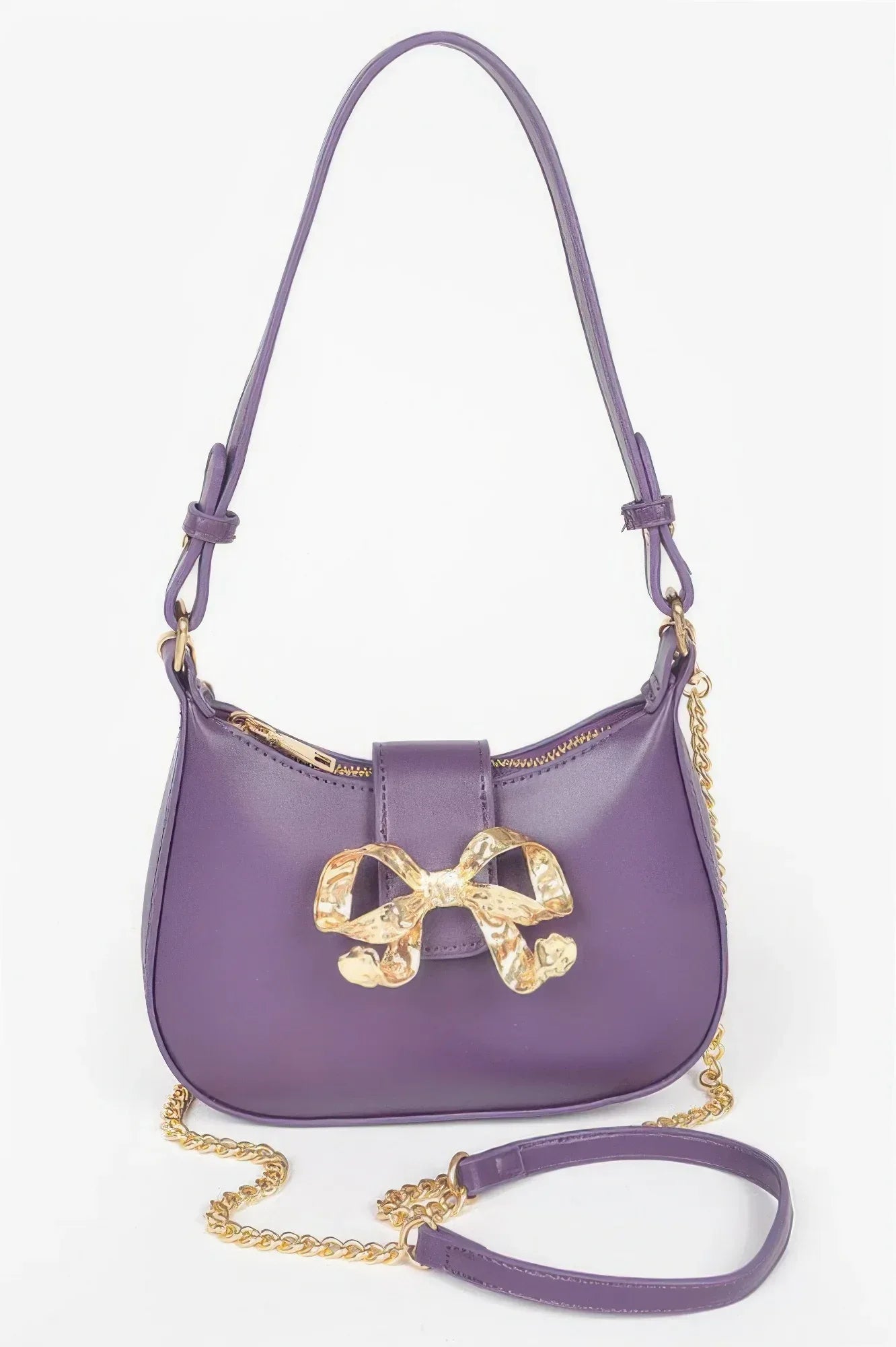 Vegan Leather Small Hobo Bag W/metal Ribbon | Mixtshop LLC