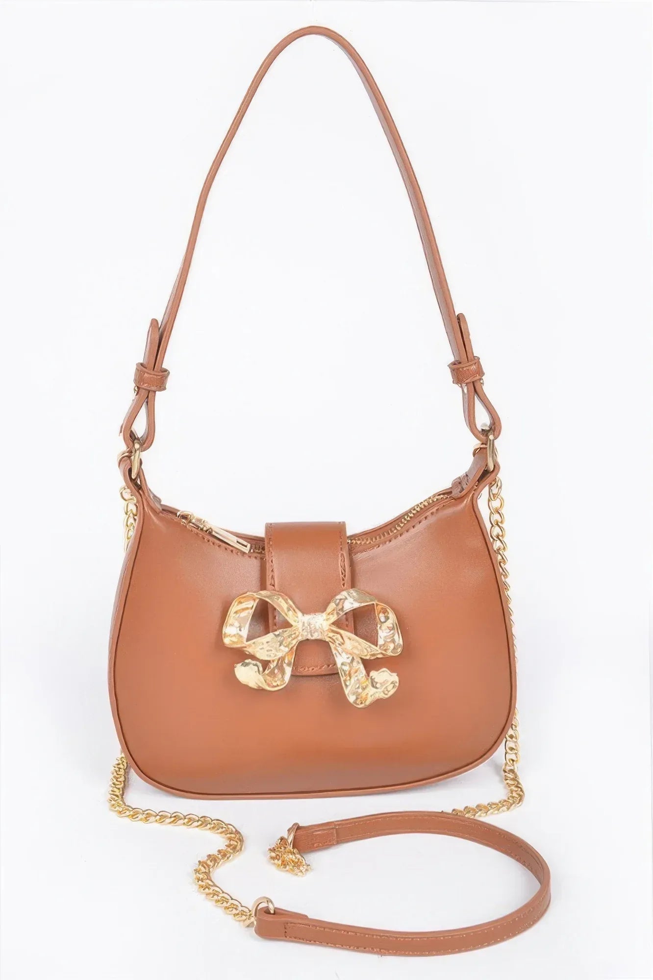 Vegan Leather Small Hobo Bag W/metal Ribbon | Mixtshop LLC