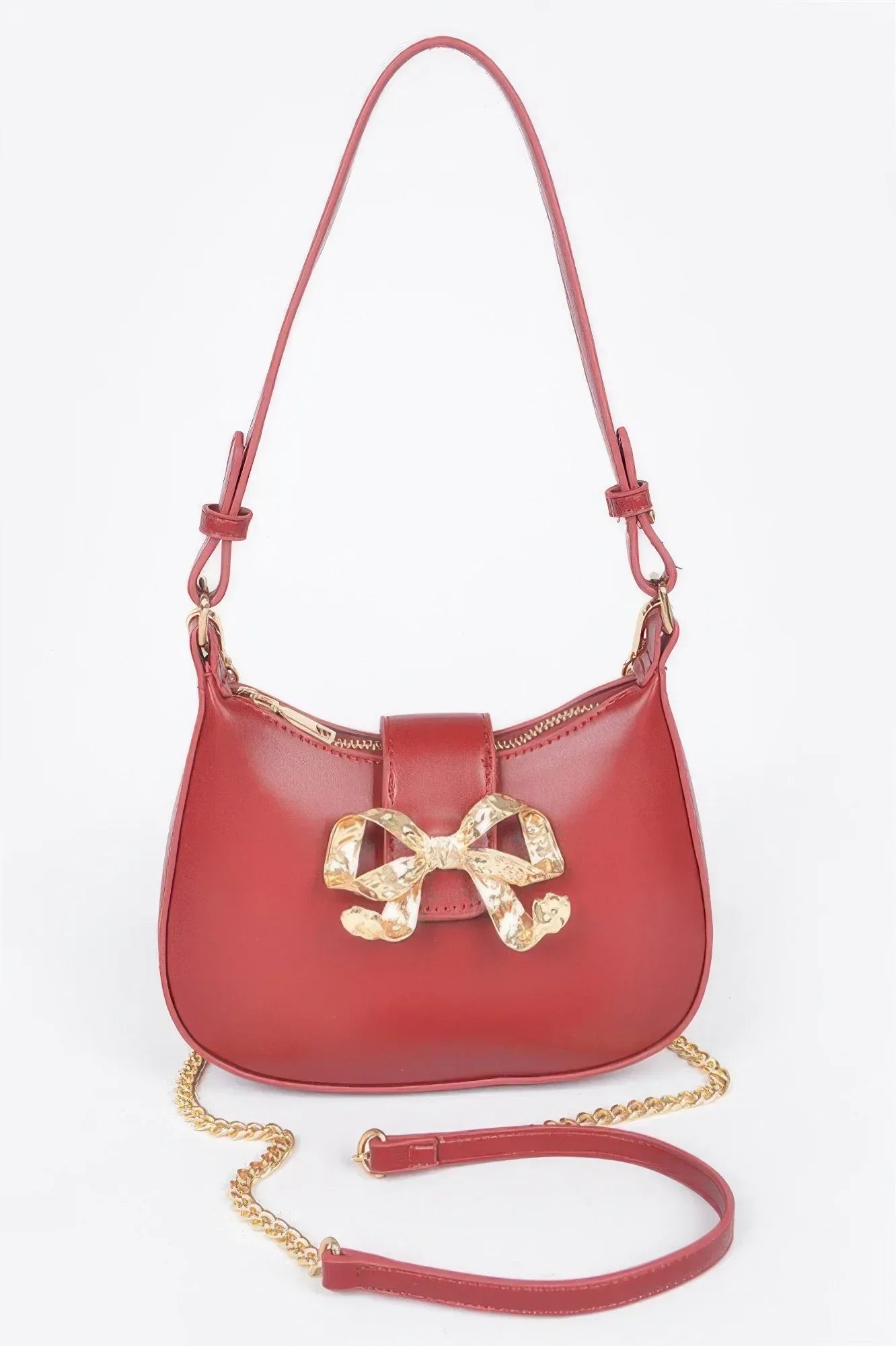 Vegan Leather Small Hobo Bag W/metal Ribbon | Mixtshop LLC