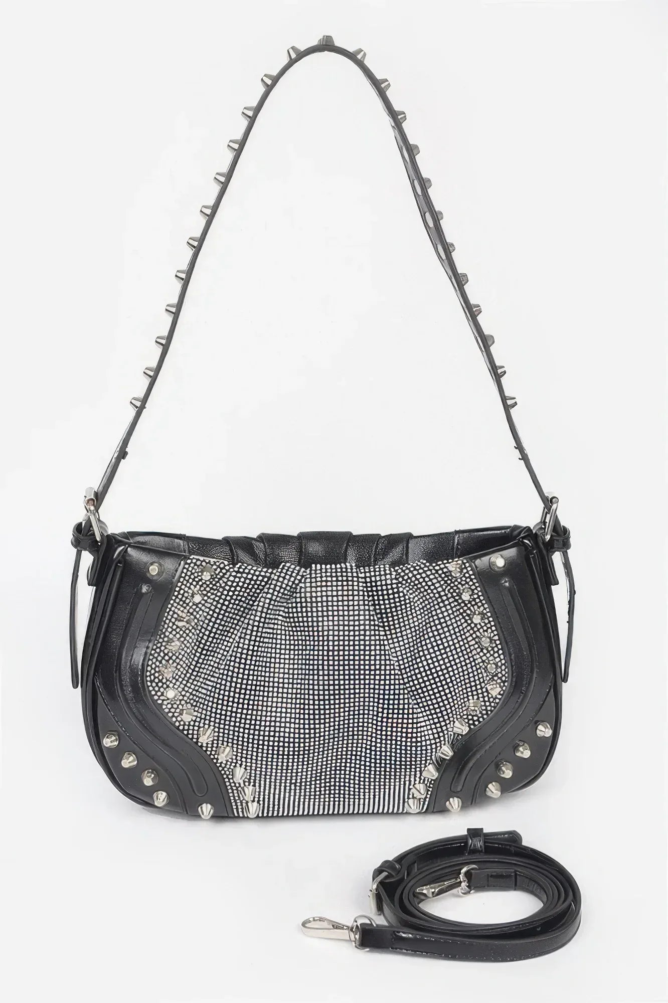 Hot Fix Stones Metal Stud Shoulder Bag | Mixtshop LLC