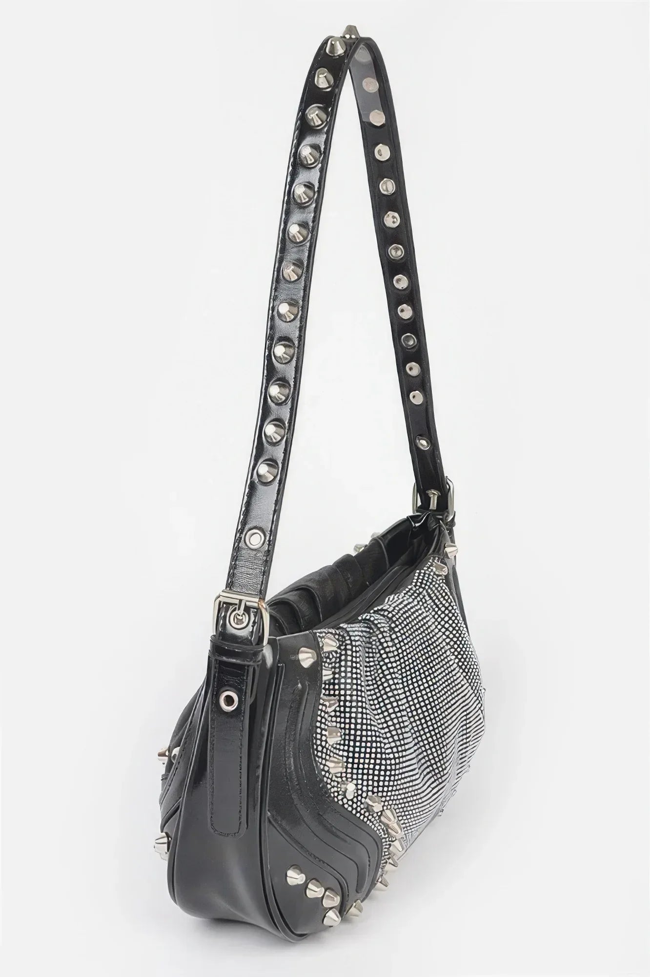 Hot Fix Stones Metal Stud Shoulder Bag | Mixtshop LLC