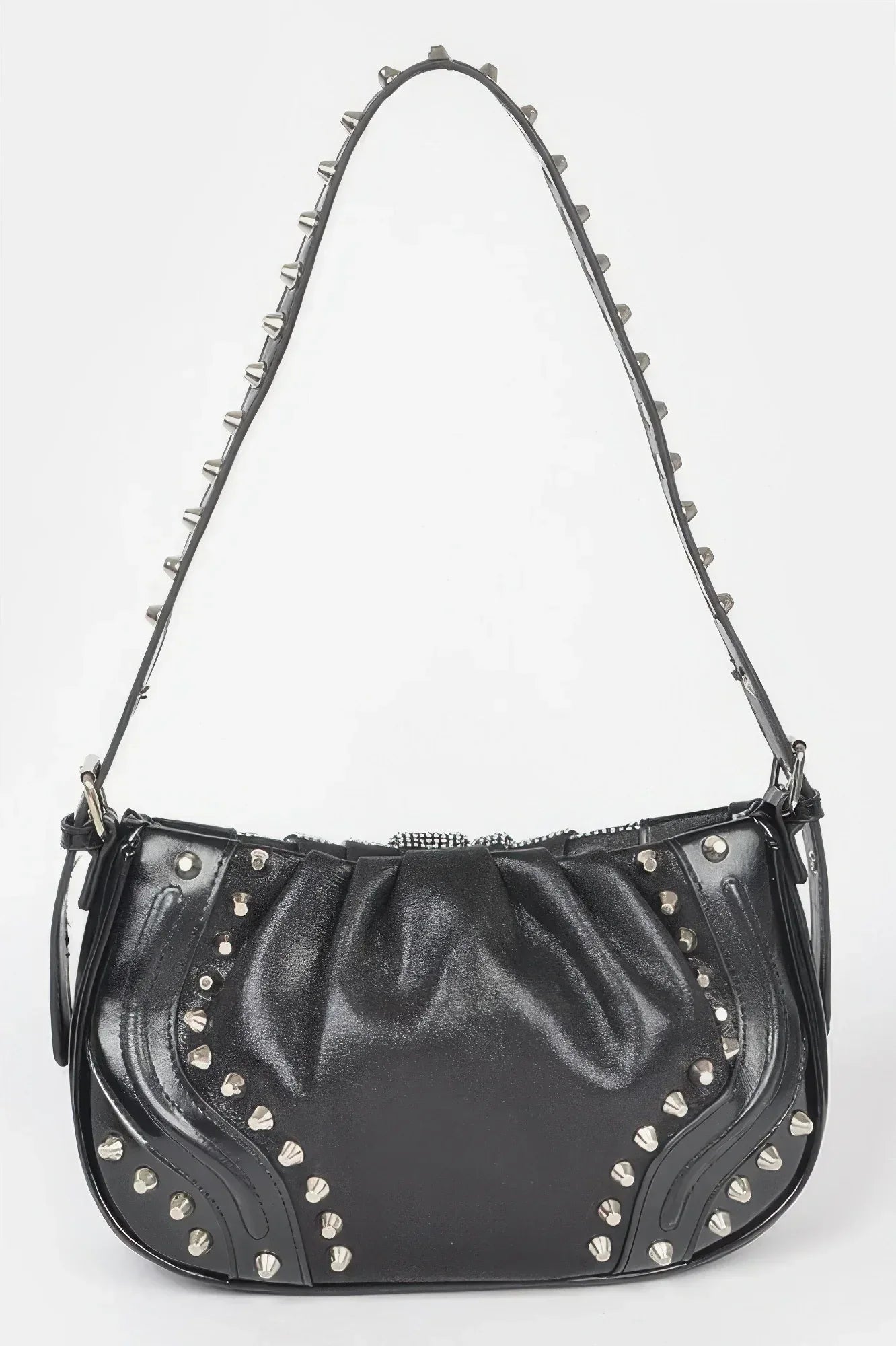 Hot Fix Stones Metal Stud Shoulder Bag | Mixtshop LLC