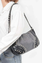Hot Fix Stones Metal Stud Shoulder Bag | Mixtshop LLC