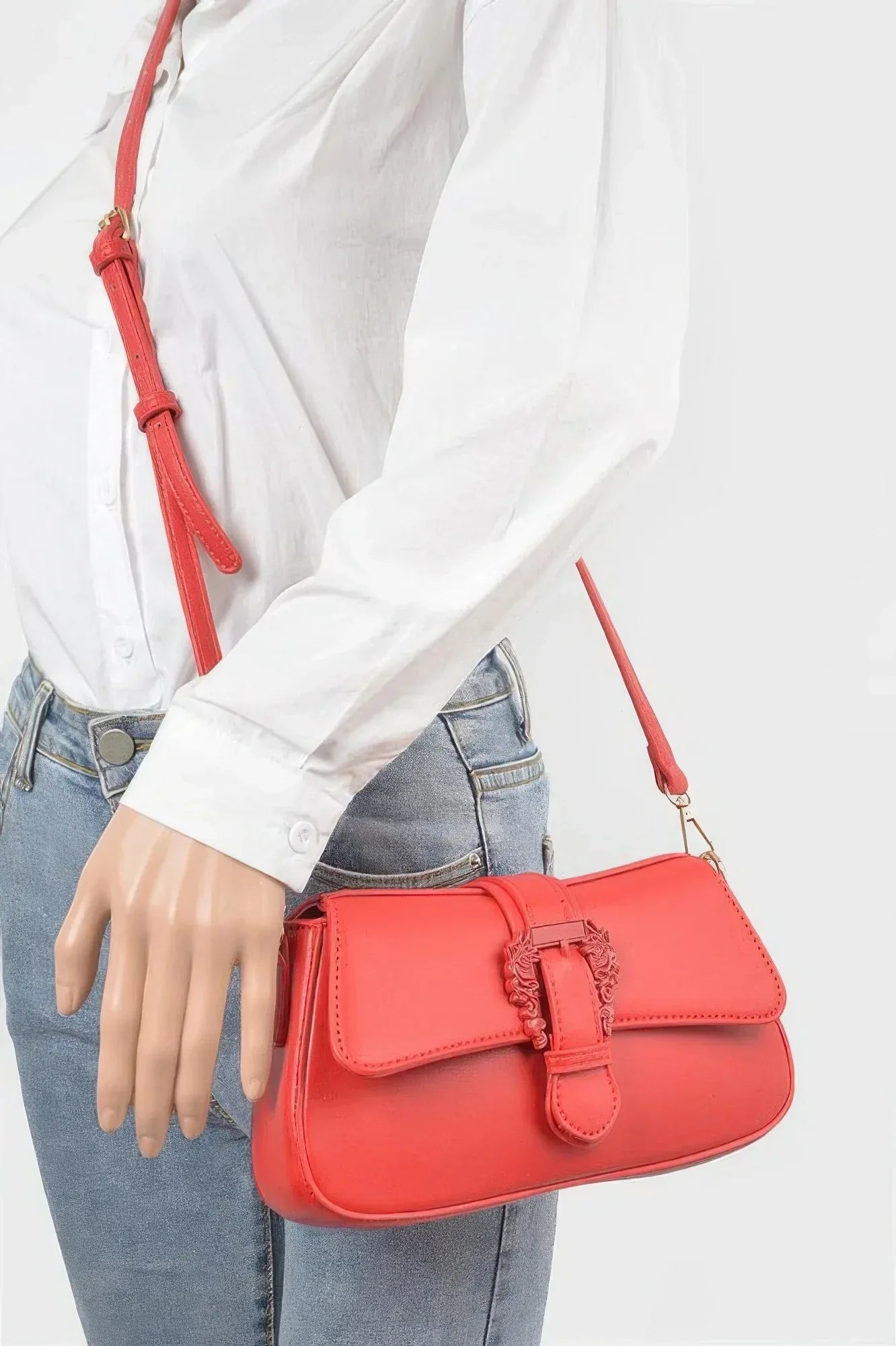 Vegan Metal Buckle Shoulder Bag | Mixtshop LLC