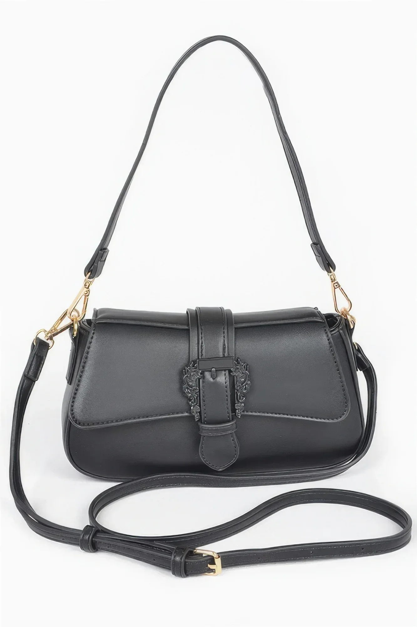 Vegan Metal Buckle Shoulder Bag | Mixtshop LLC
