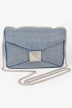 Hot Fix Rhinestone Denim Clutch | Mixtshop LLC