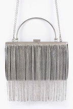 Rhinestone Fringe Metallic Party Clutch | Mixtshop LLC