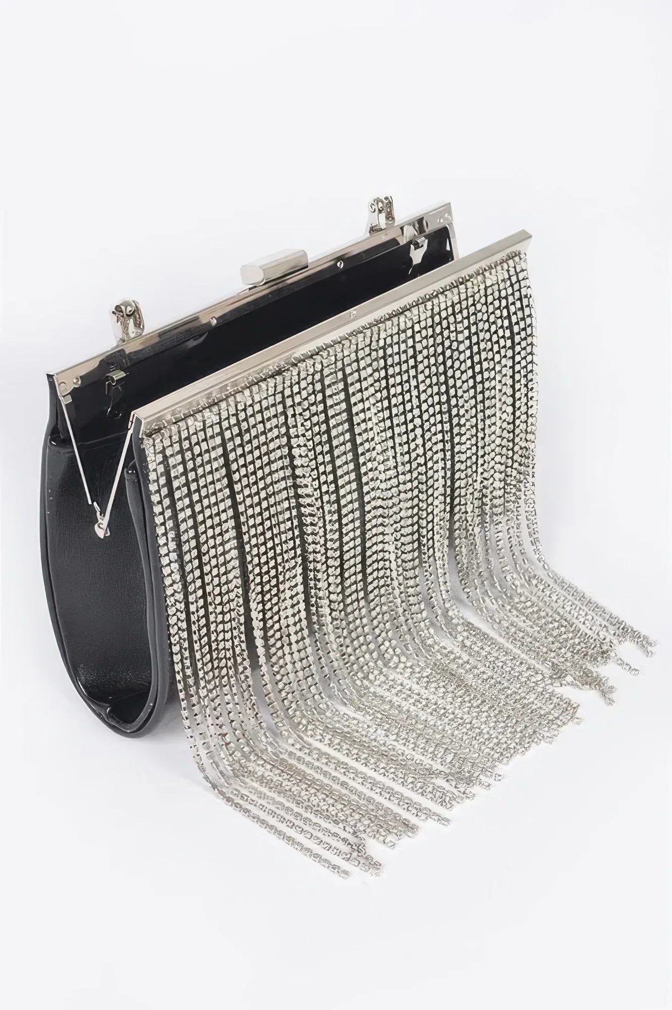 Rhinestone Fringe Metallic Party Clutch | Mixtshop LLC
