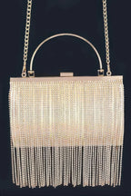 Rhinestone Fringe Metallic Party Clutch | Mixtshop LLC