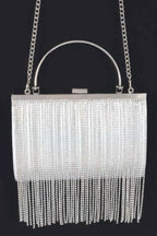 Rhinestone Fringe Metallic Party Clutch | Mixtshop LLC