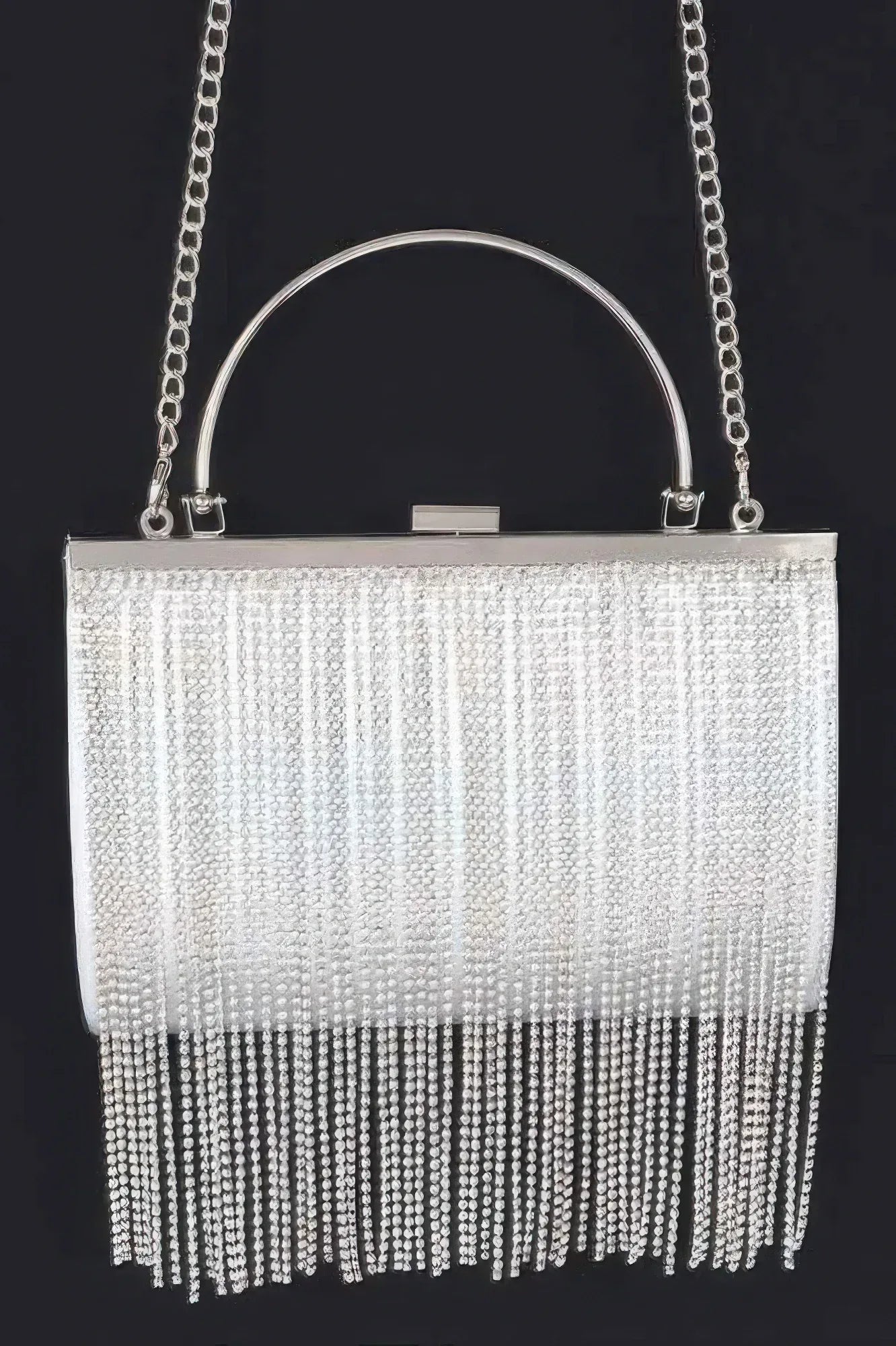 Rhinestone Fringe Metallic Party Clutch | Mixtshop LLC