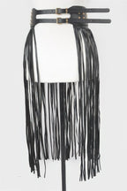 Faux Leather Metal Studded Fringe Belt | Mixtshop LLC