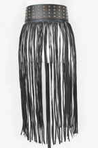 Faux Leather Metal Studded Fringe Belt | Mixtshop LLC