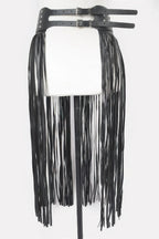 Faux Leather Metal Studded Fringe Belt | Mixtshop LLC