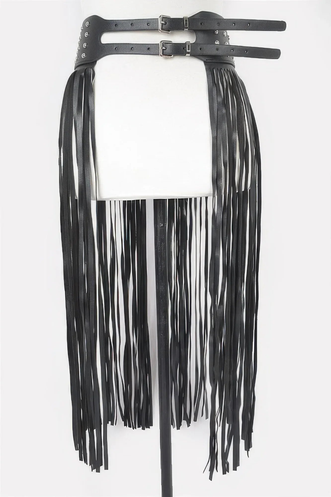 Faux Leather Metal Studded Fringe Belt | Mixtshop LLC