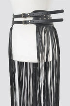 Faux Leather Metal Studded Fringe Belt | Mixtshop LLC