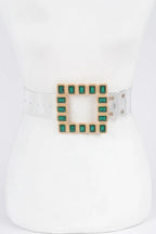 Stone Buckle Faux Leather Belt | Mixtshop LLC