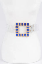 Stone Buckle Faux Leather Belt | Mixtshop LLC