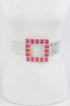 Stone Buckle Faux Leather Belt | Mixtshop LLC