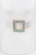 Stone Buckle Faux Leather Belt | Mixtshop LLC