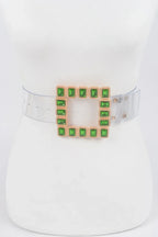 Stone Buckle Faux Leather Belt | Mixtshop LLC