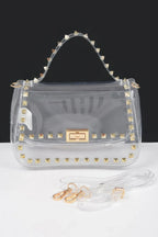 Transparent Metal Studded Top Handle Bag | Mixtshop LLC