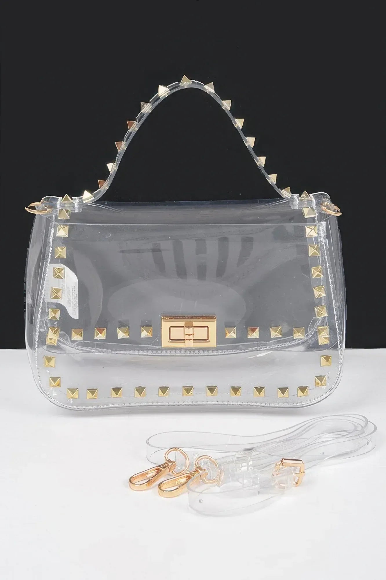 Transparent Metal Studded Top Handle Bag | Mixtshop LLC