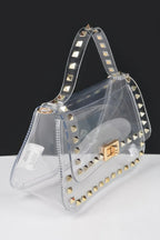 Transparent Metal Studded Top Handle Bag | Mixtshop LLC