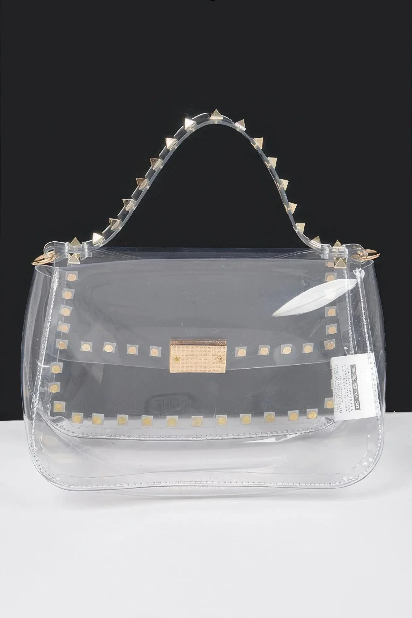 Transparent Metal Studded Top Handle Bag | Mixtshop LLC
