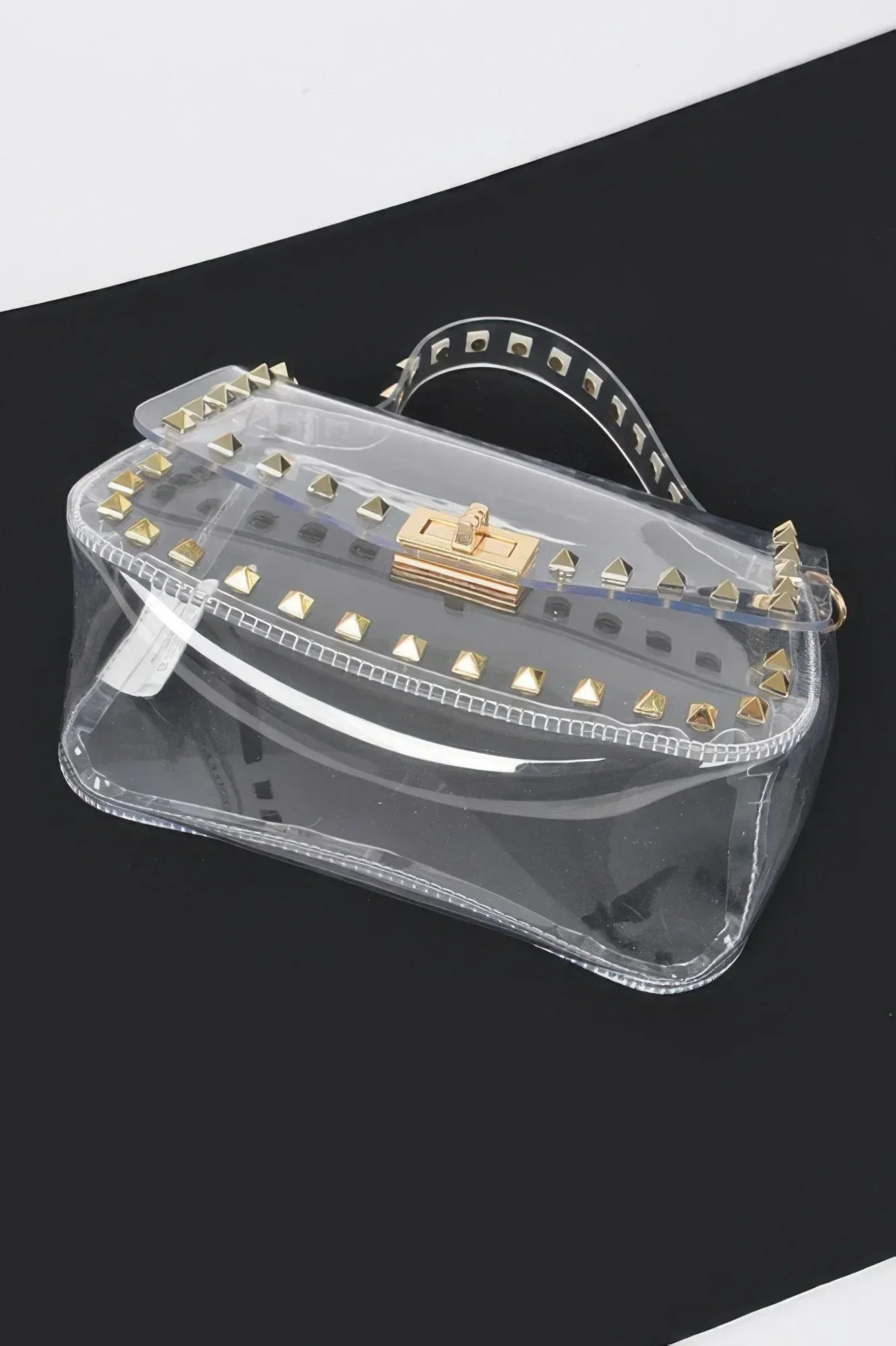 Transparent Metal Studded Top Handle Bag | Mixtshop LLC