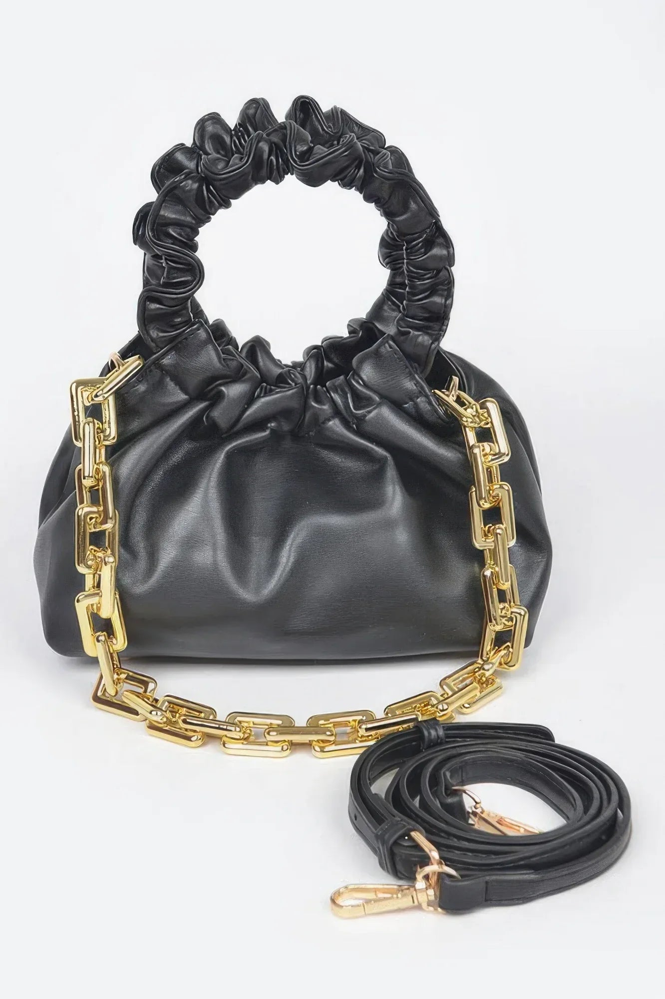 Faux Leather Pleated Chain Bag | Mixtshop LLC