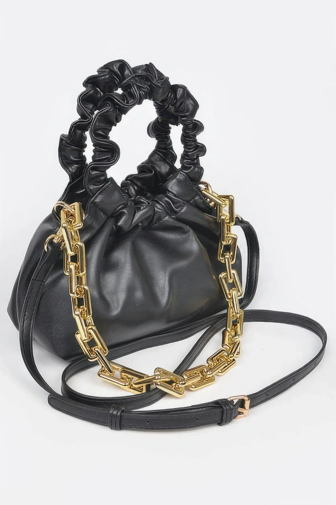 Faux Leather Pleated Chain Bag | Mixtshop LLC