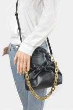 Faux Leather Pleated Chain Bag | Mixtshop LLC