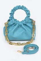 Faux Leather Pleated Chain Bag | Mixtshop LLC