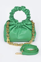 Faux Leather Pleated Chain Bag | Mixtshop LLC