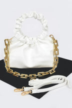 Faux Leather Pleated Chain Bag | Mixtshop LLC