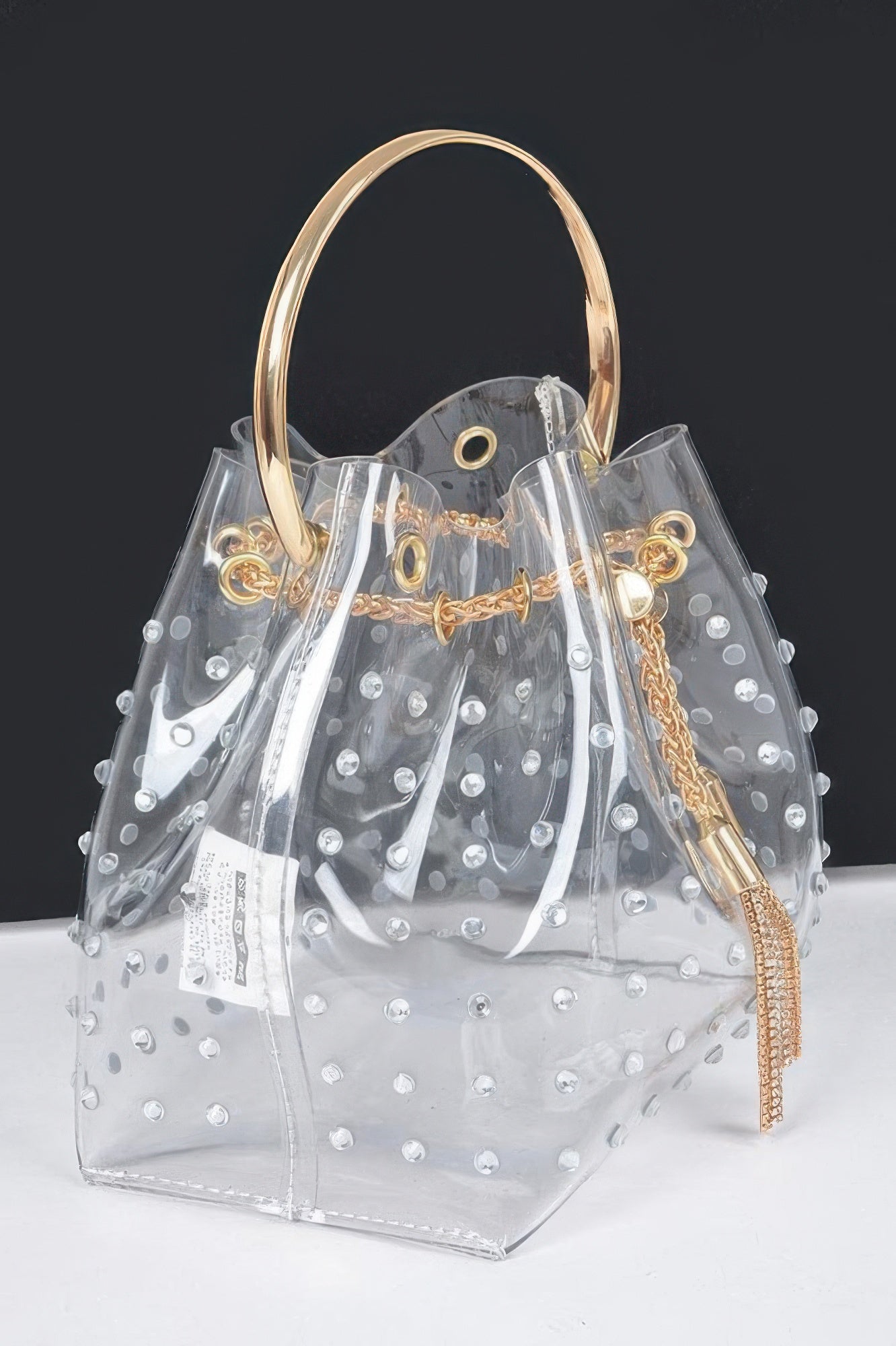Faux Pearl Studded Bucket Bag W/metal Handle Secondary image