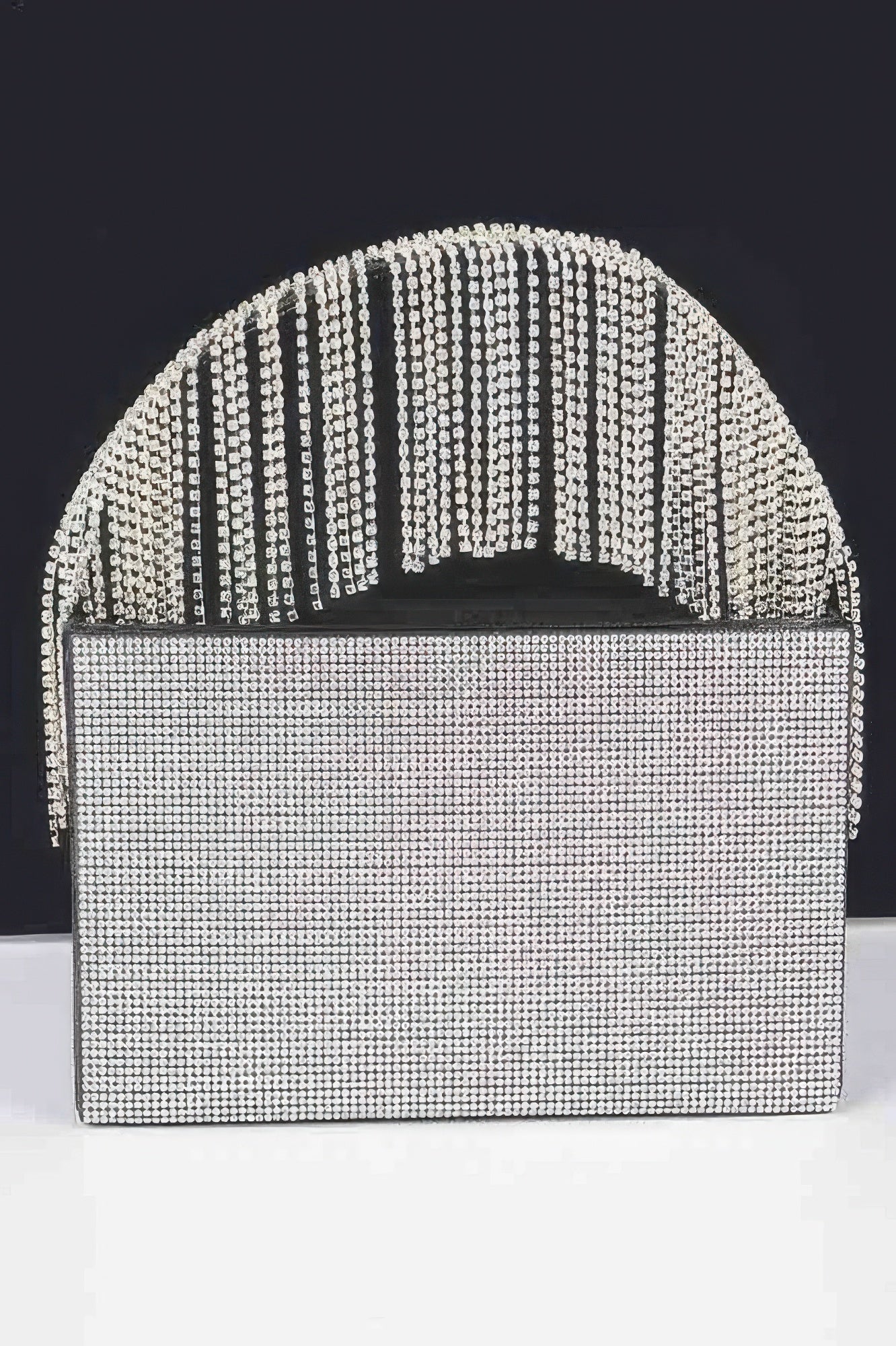 Rhinestone Box Clutch W/rhinestone Fringe Handle Secondary image