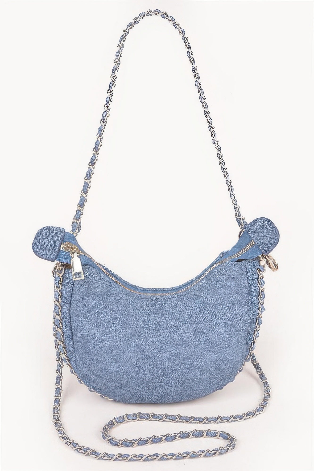 Vegan Denim Leather Chain Crossbody Bag Secondary image