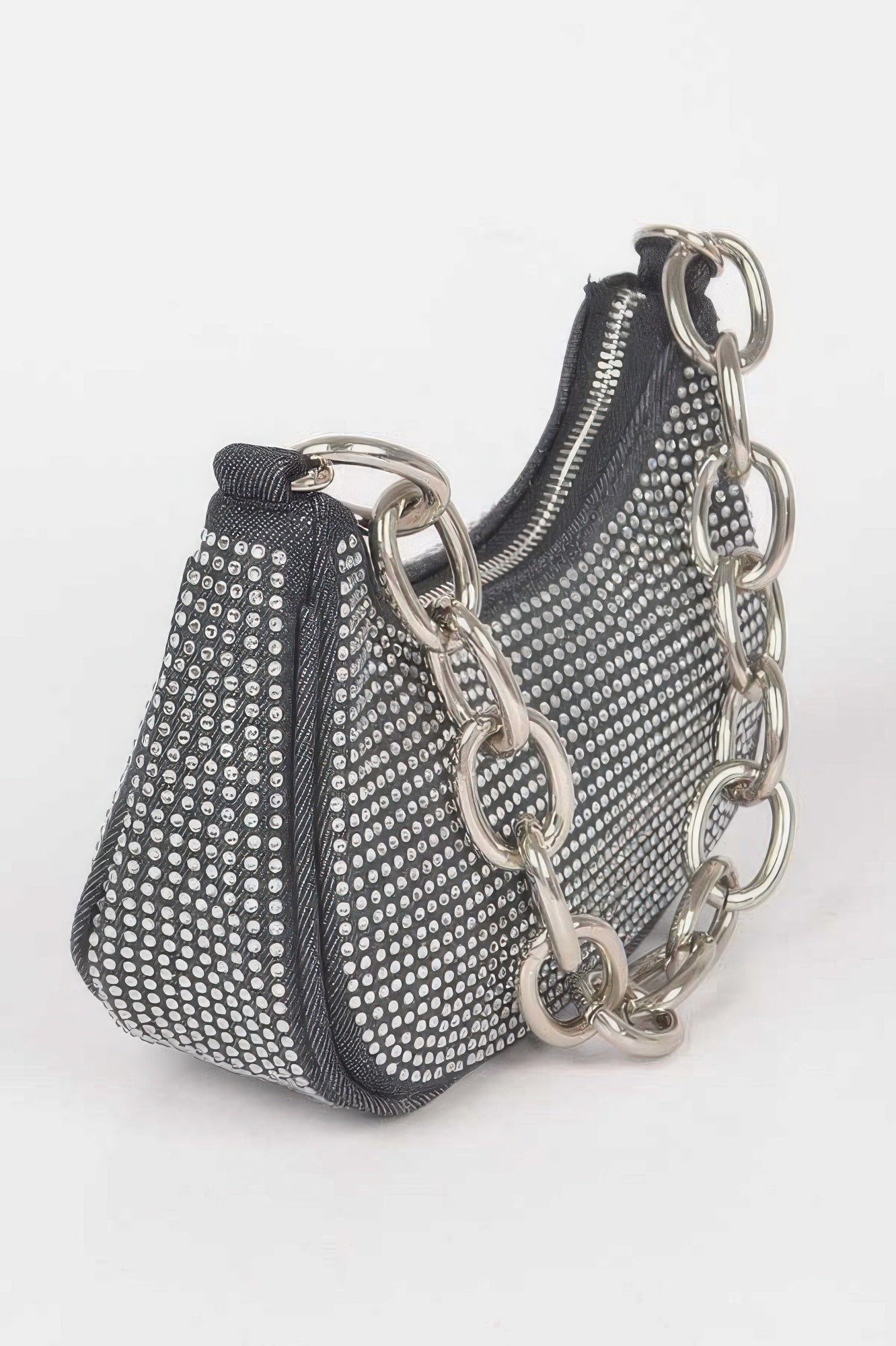 Hot Fix Stone Small Hobo Bag W/chain Secondary image