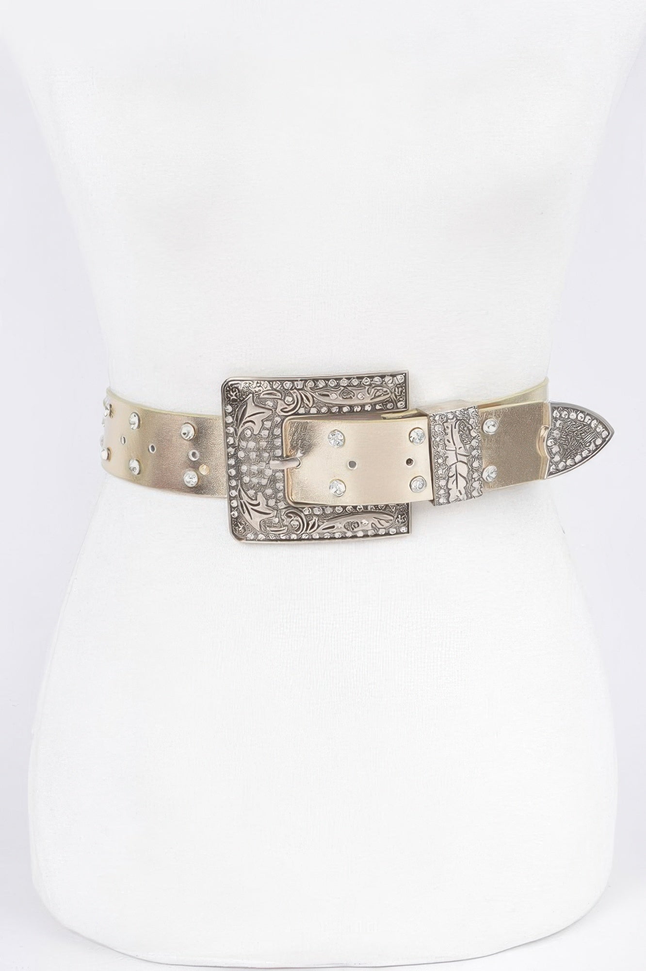 Rhinestone Buckle Metallic Belt W/stones Secondary image