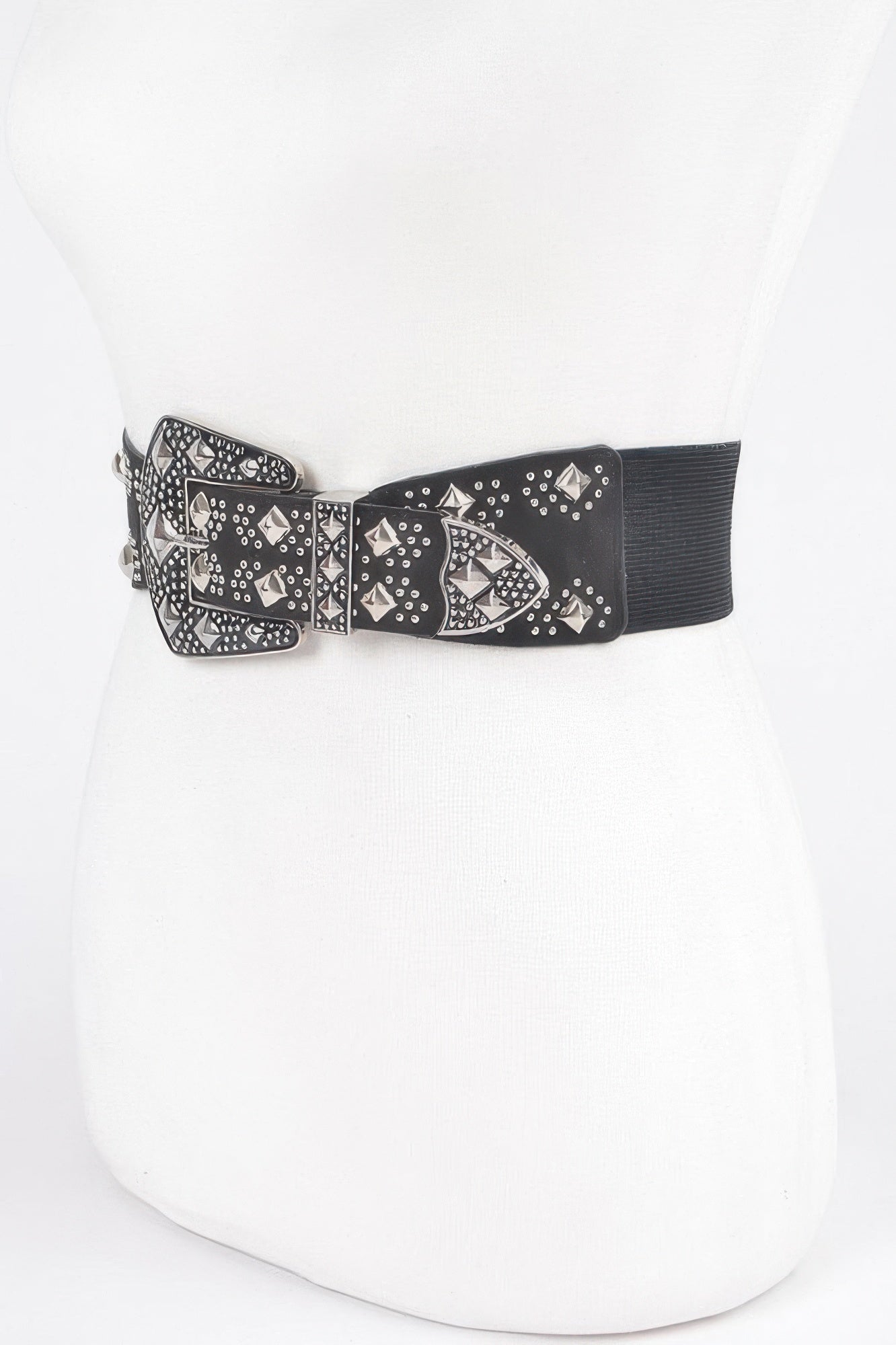 Multi Metal Studded Plus Size Elastic Belt Secondary image