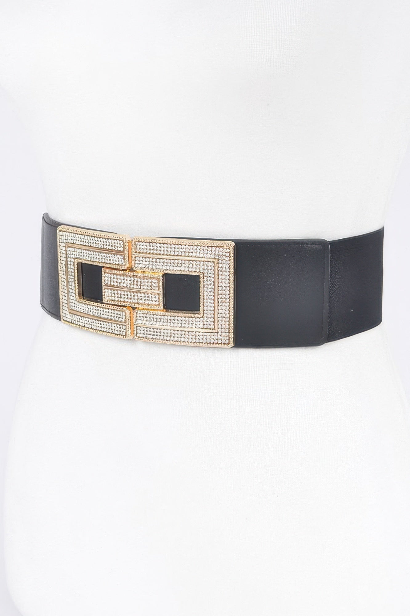 Rhinestone Buckles Plus Size Elastic Belt Secondary image