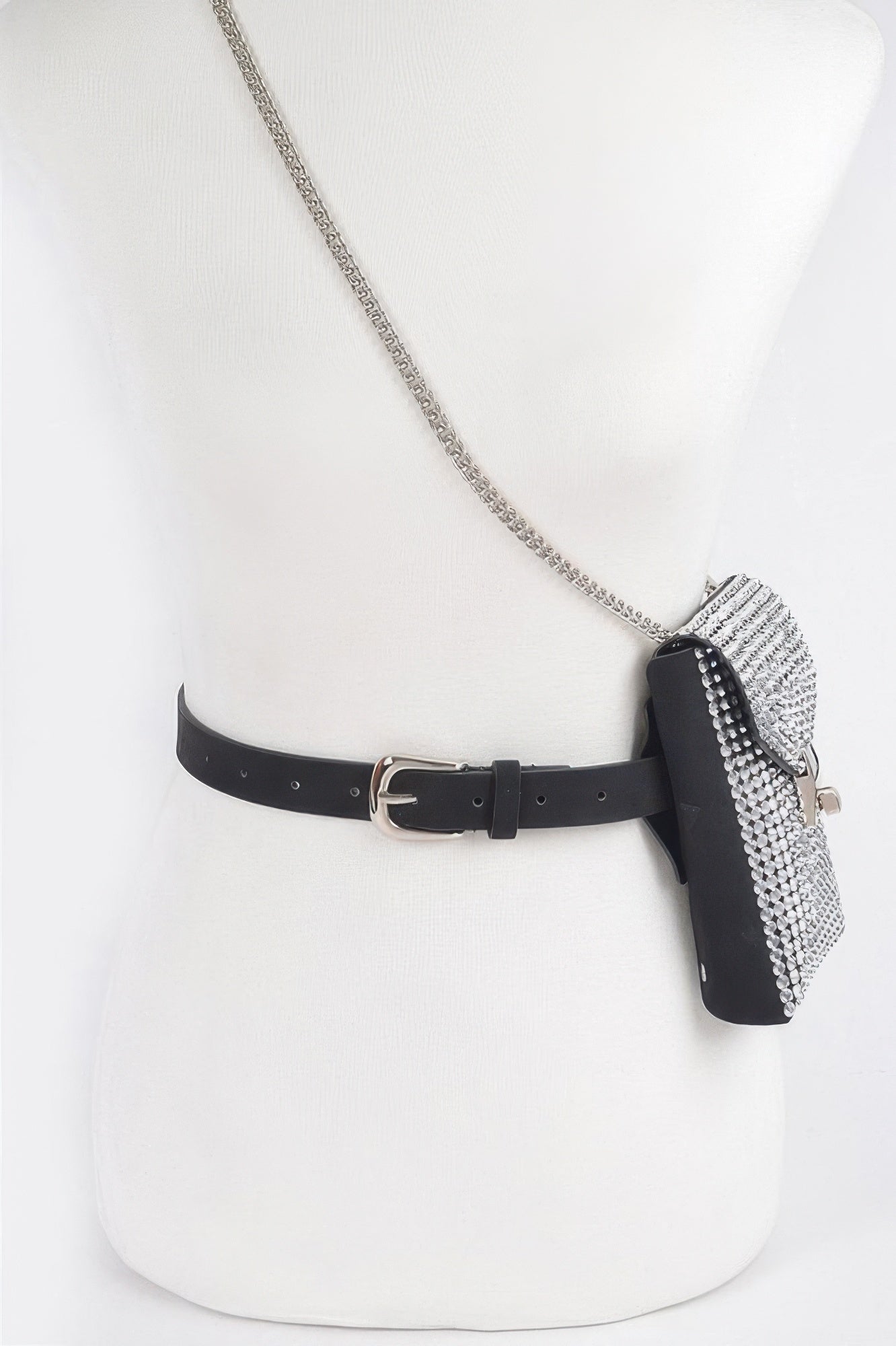 Shinny Acrylic Stone Plus Size Belt Bag W/chain Secondary image