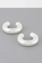 Bulky Polished Cream Hoop Earrings | Mixtshop LLC