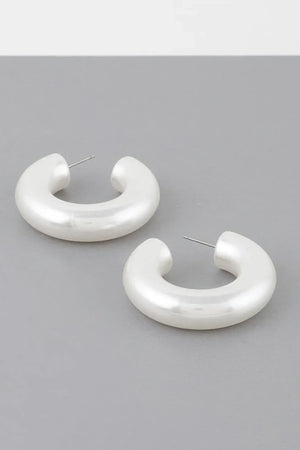 Bulky Polished Cream Hoop Earrings | Mixtshop LLC