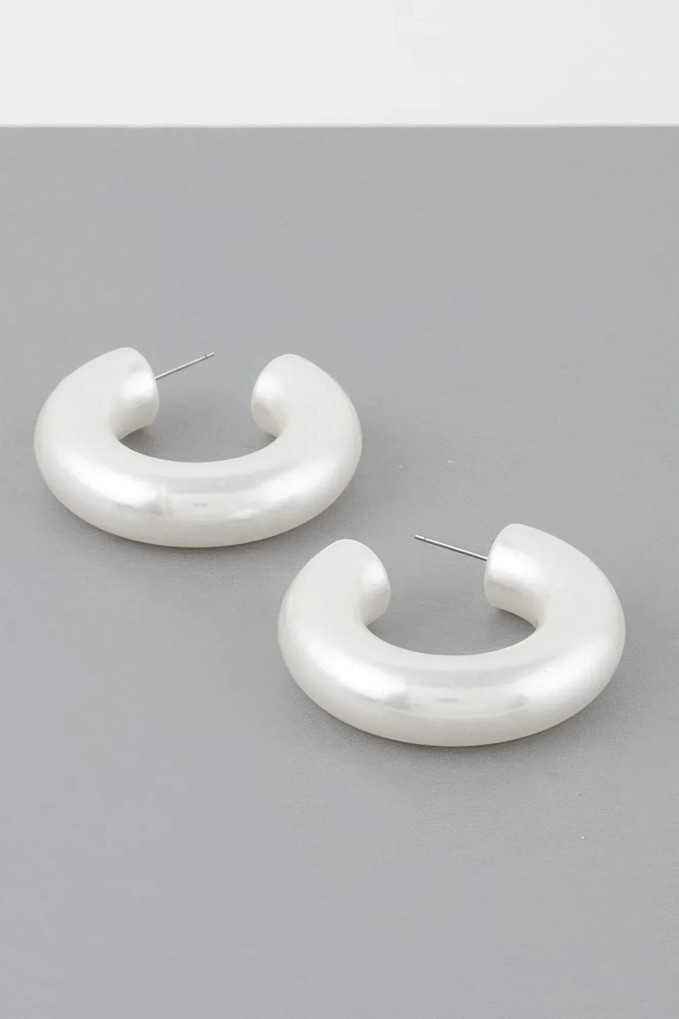 Bulky Polished Cream Hoop Earrings | Mixtshop LLC