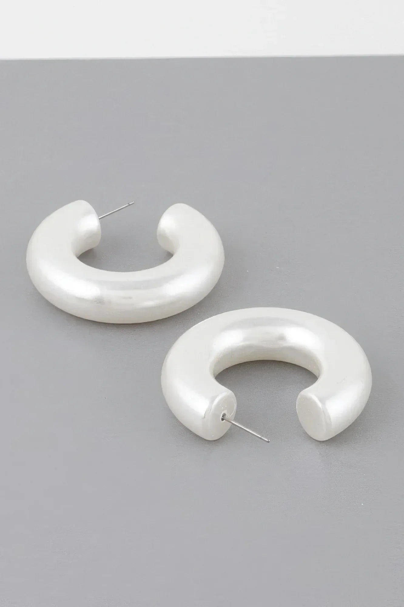 Bulky Polished Cream Hoop Earrings | Mixtshop LLC