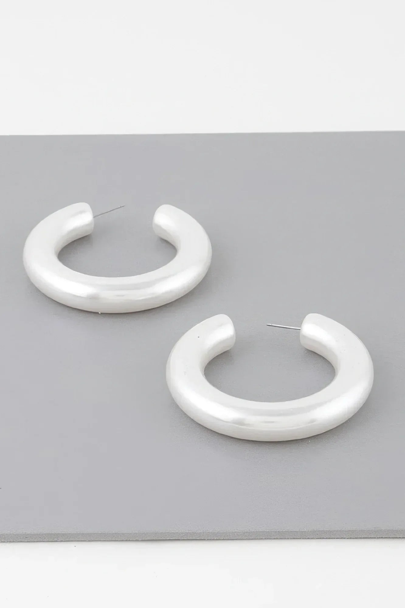 Polished Cream Hoop Earrings | Mixtshop LLC