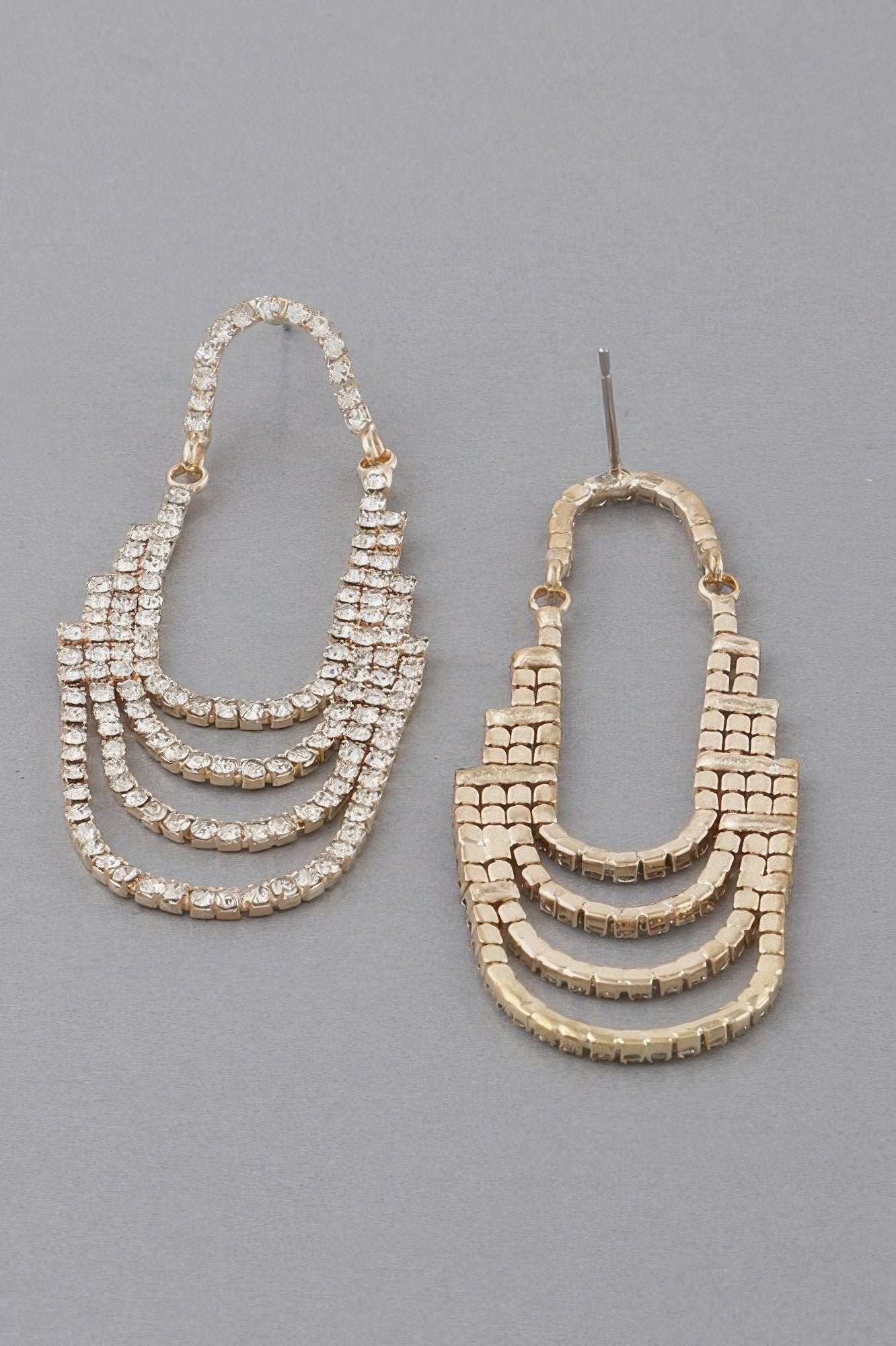 Multi Rhinestone Drop Earrings Secondary image